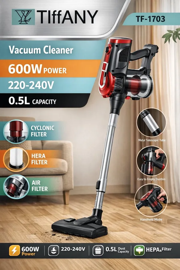 Vertikal tozsoran TIFFANY 1703, 600W, HEPA filtr, konteyner — tozsoranlar
