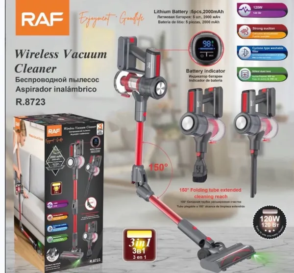 Vertikal tozsoran RAF R 8723 Simsiz Quru 1200 Vt Akkumulyator — пылесосы