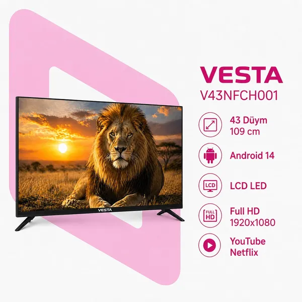 Vesta V43NFCH001 43 düym Full HD Smart — televizorlar