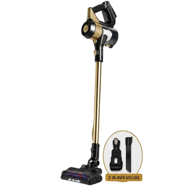 Vertikal tozsoran LumaBella LB-63010, simsiz, quru, 3000 Vt, qara/qızılı — tozsoranlar