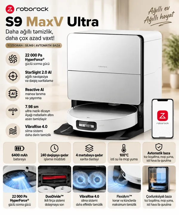Roborock S9 Max V ultra 6 Pro Ağ — пылесосы