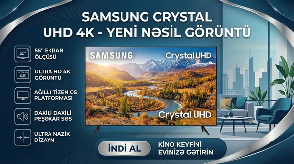 Samsung Crystal UHD DU7000, LED, 55 düym, 4K UHD, Smart TV — televizorlar
