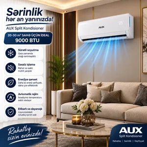 AUX, Split-sistem, 9000 BTU/saat, Ağ