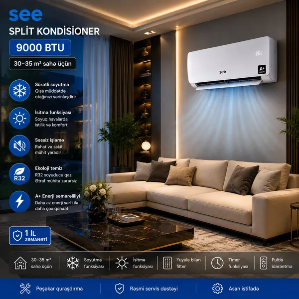 SEE, 9000 BTU/saat, ağ — kondisionerlər