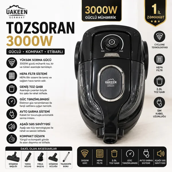 Uakeen 3000 Vt Black — пылесосы